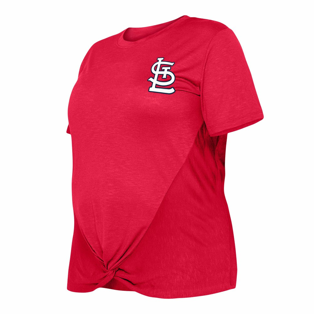 St. Louis Cardinals New Era Women's Plus Size Two-Hit Front Knot T-Shirt Outlet