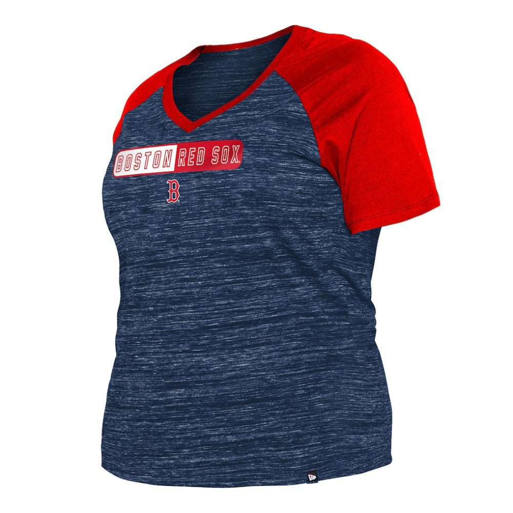 Boston Red Sox New Era Women's Plus Size Space Dye Raglan V-Neck T-Shirt Discount