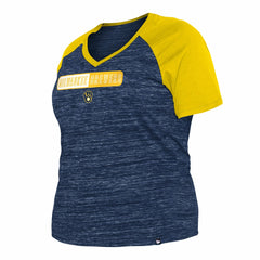 Milwaukee Brewers New Era Women's Plus Size Space Dye Raglan V-Neck T-Shirt for sale