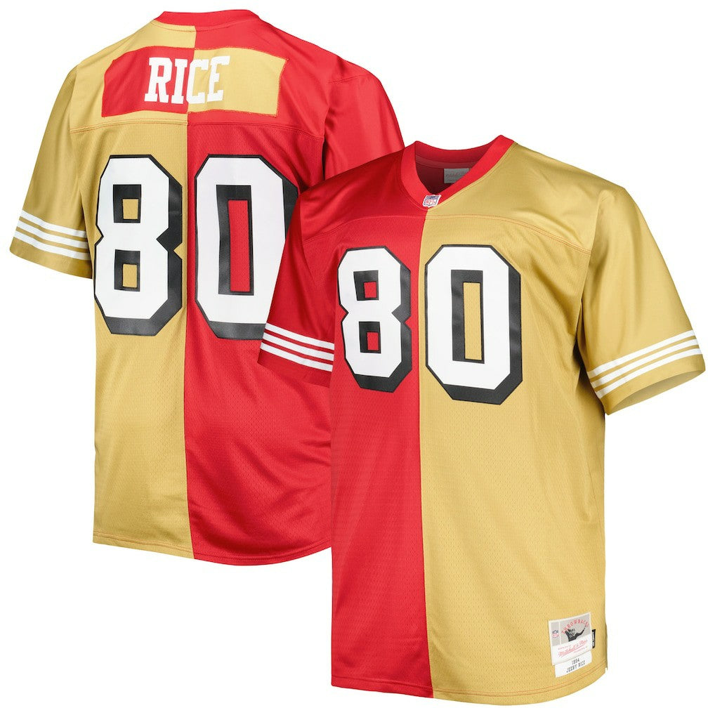 Jerry Rice San Francisco 49ers Big & Tall Split Legacy Retired Player Replica Jersey - Scarlet/Gold - Mitchell & Ness