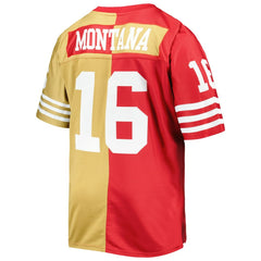 Joe Montana San Francisco 49ers Big & Tall Split Legacy Retired Player Replica Jersey - Scarlet/Gold - Mitchell & Ness