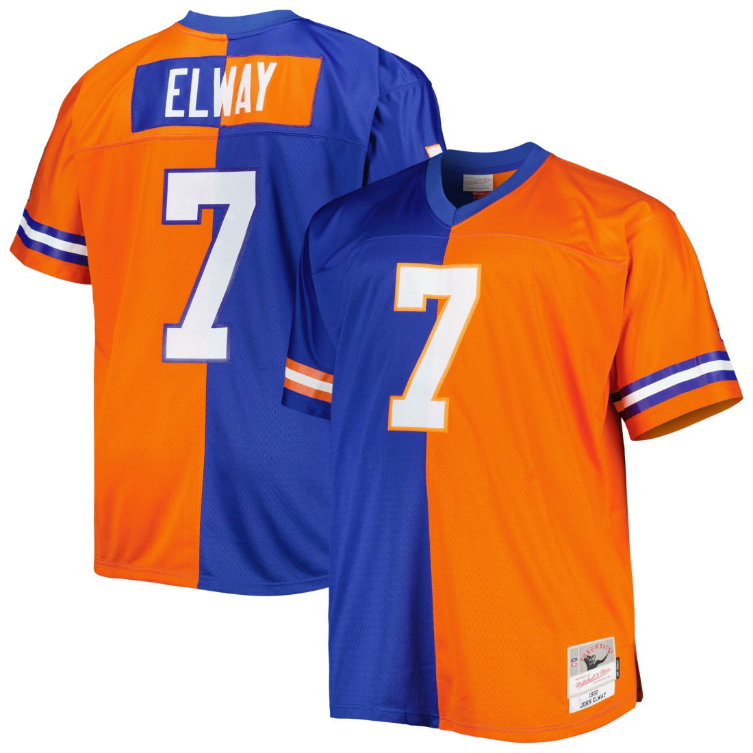 John Elway Denver Broncos Big & Tall Split Legacy Retired Player Replica Jersey - Royal/Orange - Mitchell & Ness