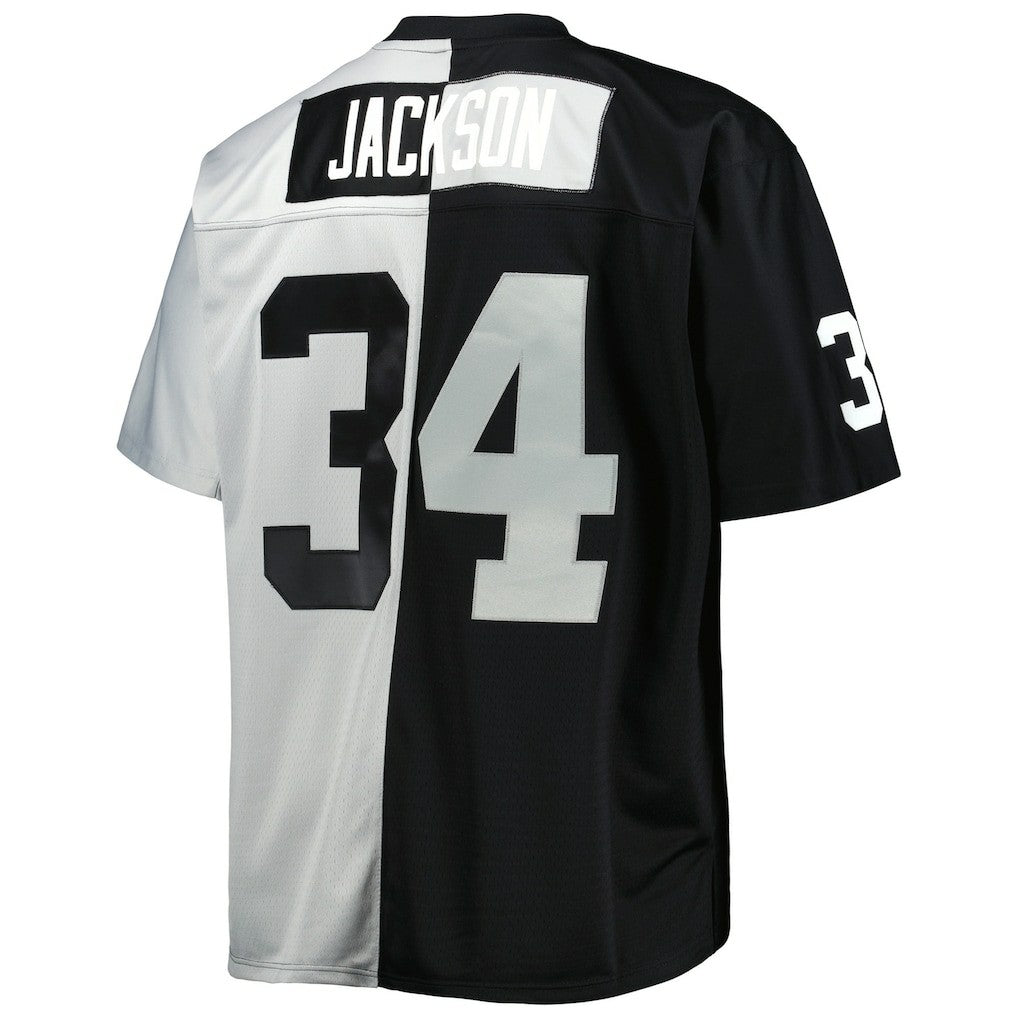 Bo Jackson Las Vegas Raiders Big & Tall Split Legacy Retired Player Replica Jersey - Black/Silver - Mitchell & Ness