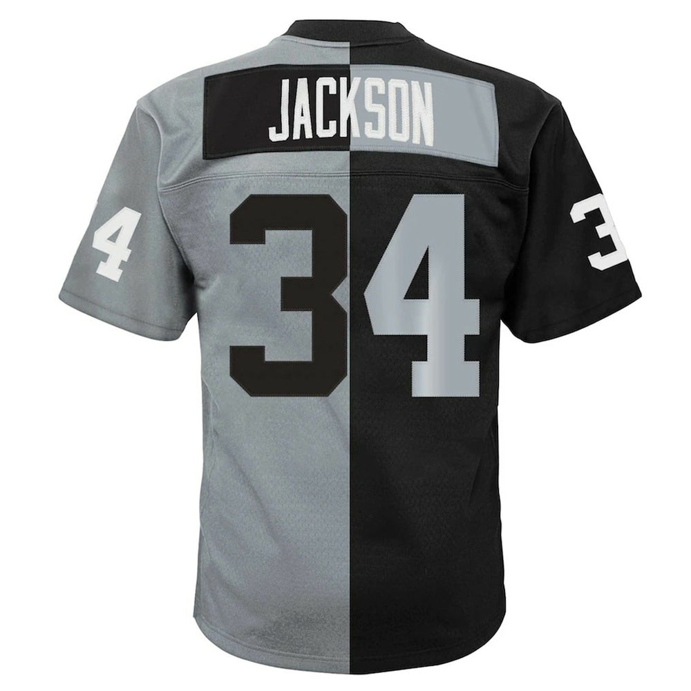 Bo Jackson Las Vegas Raiders Big & Tall Split Legacy Retired Player Replica Jersey - Black/Silver - Mitchell & Ness