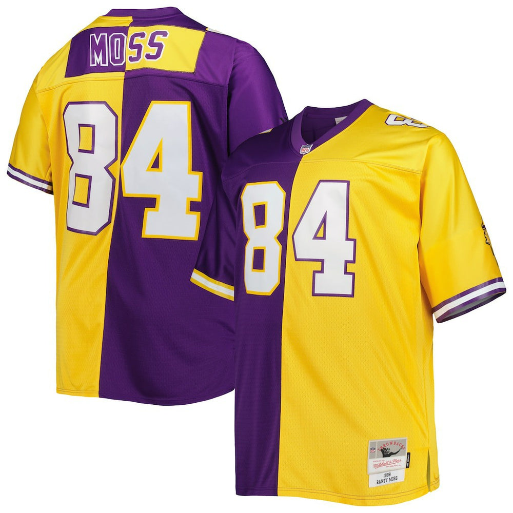 Randy Moss Minnesota Vikings Big & Tall Split Legacy Retired Player Replica Jersey - Purple/Gold - Mitchell & Ness