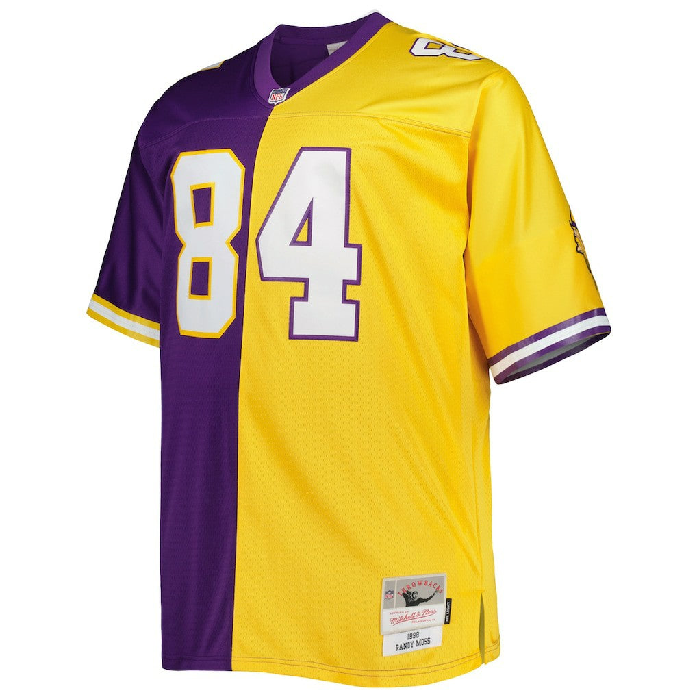Randy Moss Minnesota Vikings Big & Tall Split Legacy Retired Player Replica Jersey - Purple/Gold - Mitchell & Ness