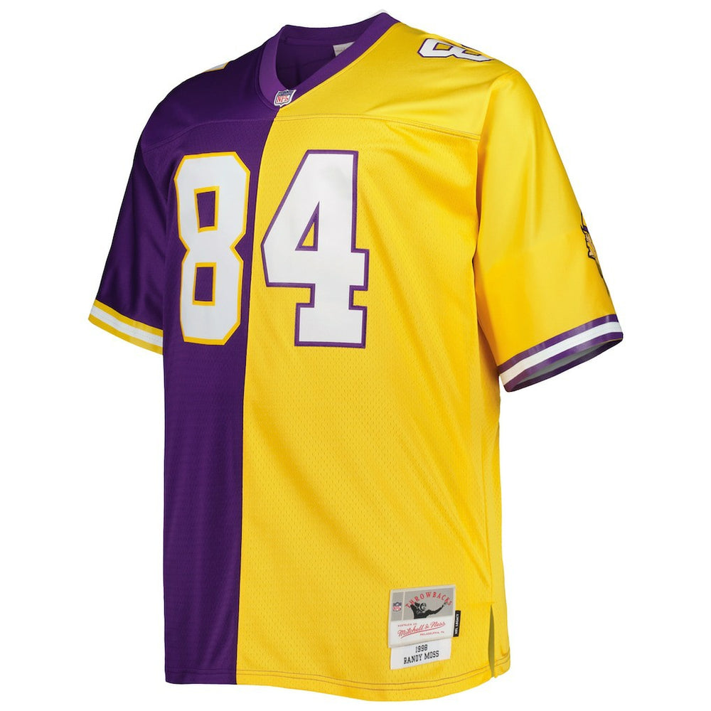 Randy Moss Minnesota Vikings Big & Tall Split Legacy Retired Player Replica Jersey - Purple/Gold - Mitchell & Ness