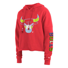 New Era Chicago Bulls Women's Color Pack Cropped Top Pullover Hoodie Red