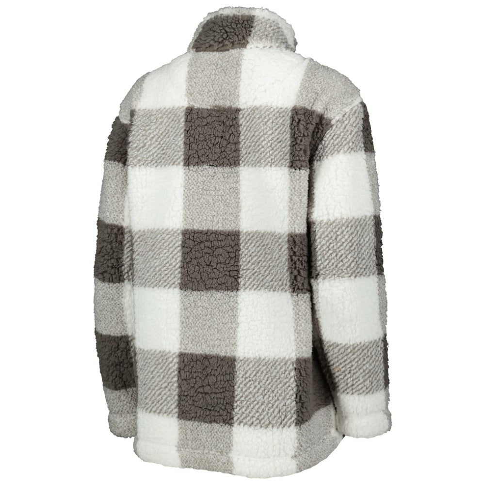 Philadelphia Flyers G-III 4Her by Carl Banks Women's Logo Plaid Sherpa Quarter-Zip Jacket - Gray/White | NHL Lifestyle