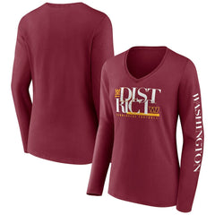 Washington Commanders Women's Hometown Sweep Long Sleeve V-Neck T-Shirt - Burgundy - Fanatics