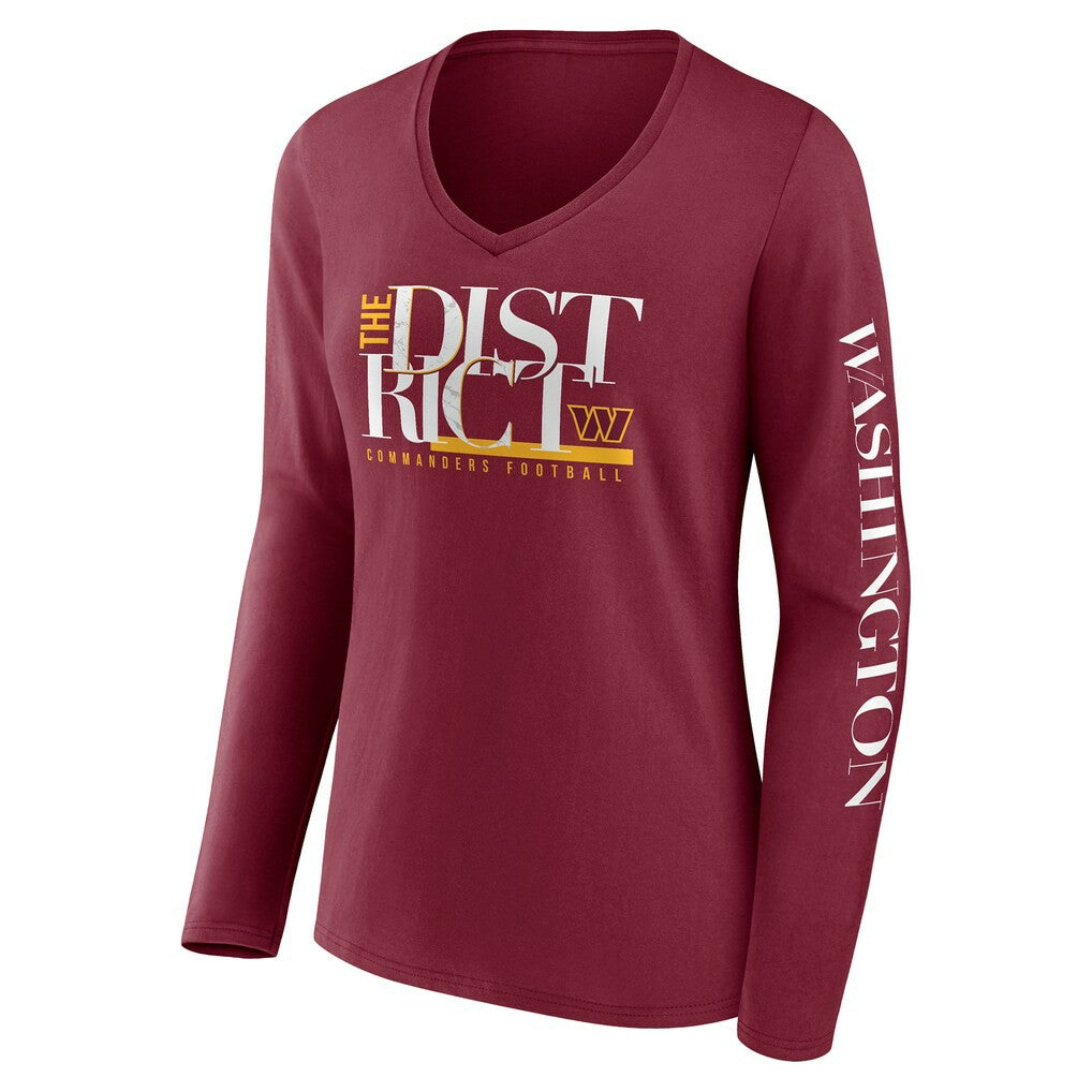 Washington Commanders Women's Hometown Sweep Long Sleeve V-Neck T-Shirt - Burgundy - Fanatics
