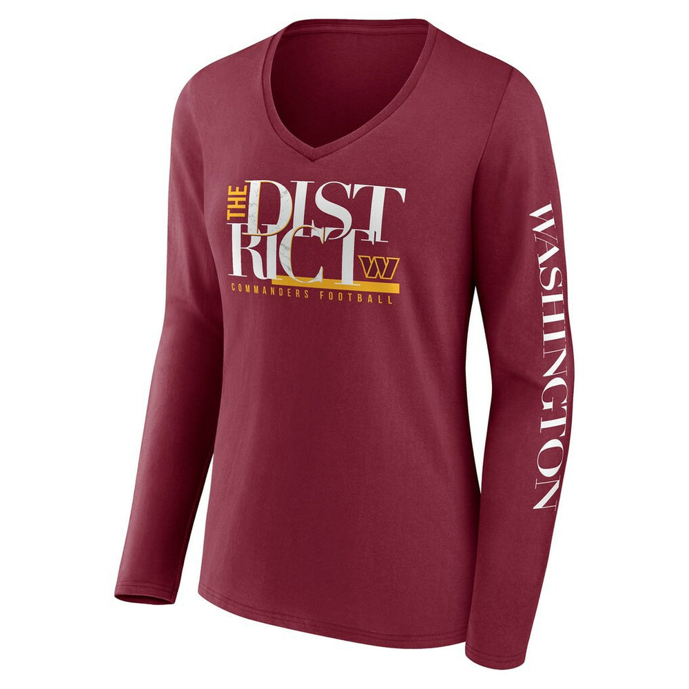 Washington Commanders Women's Hometown Sweep Long Sleeve V-Neck T-Shirt - Burgundy - Fanatics