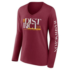 Washington Commanders Women's Hometown Sweep Long Sleeve V-Neck T-Shirt - Burgundy - Fanatics