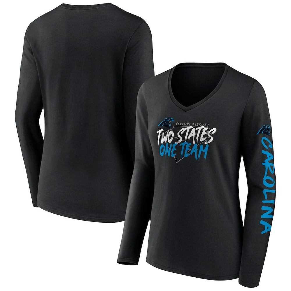 Carolina Panthers Women's Hometown Sweep Long Sleeve V-Neck T-Shirt - Black - Fanatics