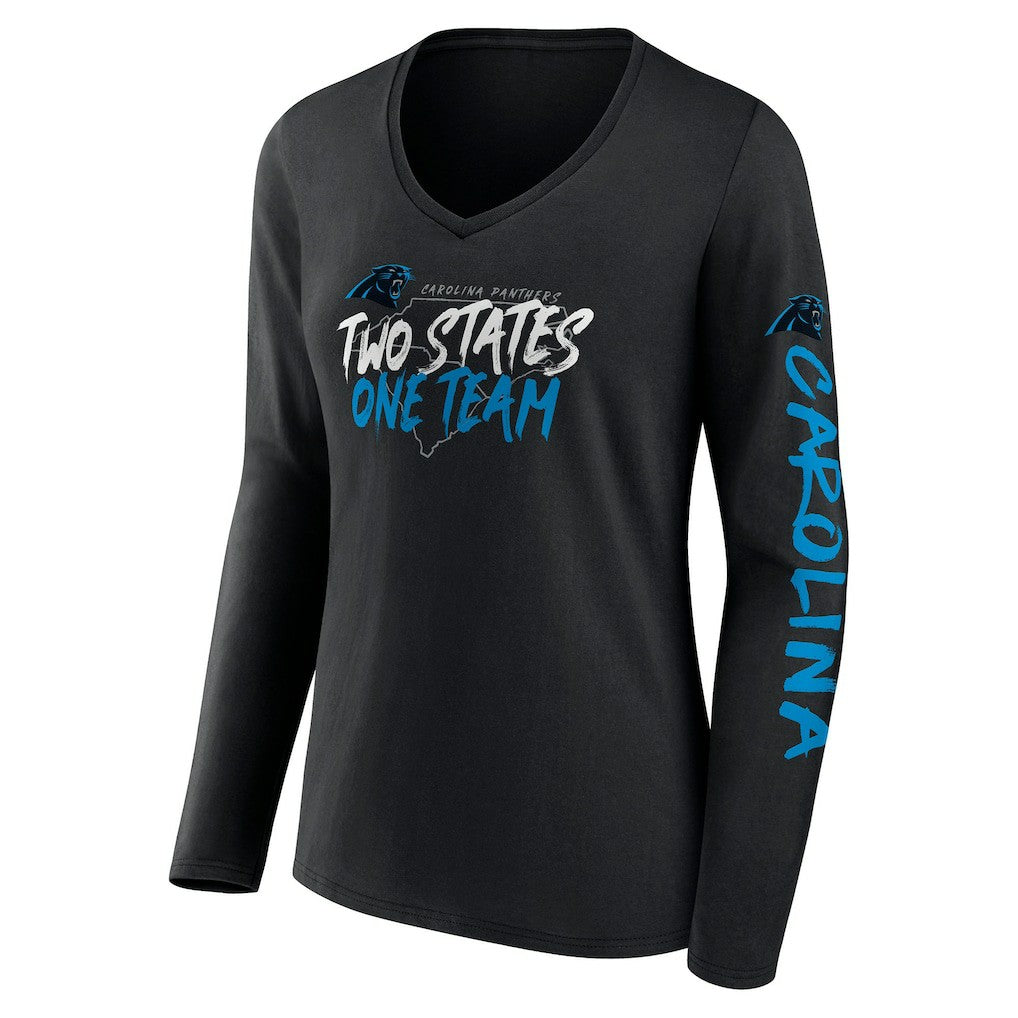 Carolina Panthers Women's Hometown Sweep Long Sleeve V-Neck T-Shirt - Black - Fanatics