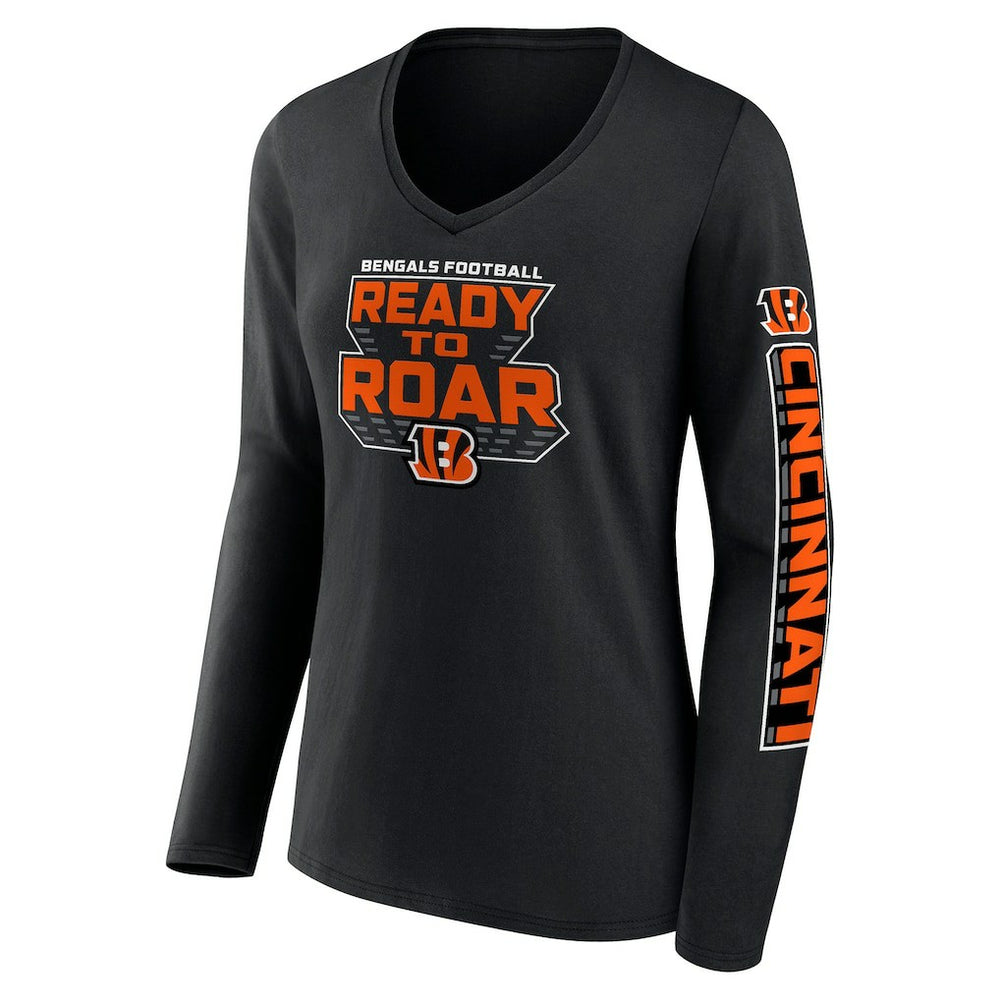 Cincinnati Bengals Women's Hometown Sweep Long Sleeve V-Neck T-Shirt - Black - Fanatics