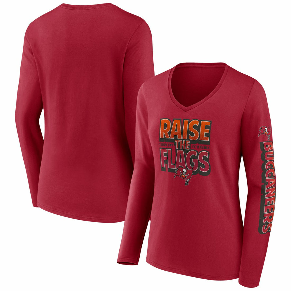 Tampa Bay Buccaneers Women's Hometown Sweep Long Sleeve V-Neck T-Shirt - Red - Fanatics