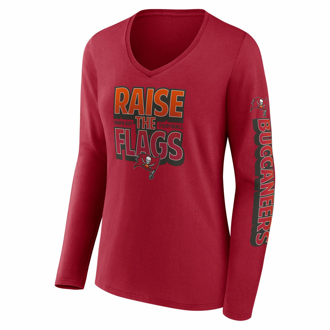 Tampa Bay Buccaneers Women's Hometown Sweep Long Sleeve V-Neck T-Shirt - Red - Fanatics