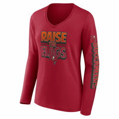 Tampa Bay Buccaneers Women's Hometown Sweep Long Sleeve V-Neck T-Shirt - Red - Fanatics