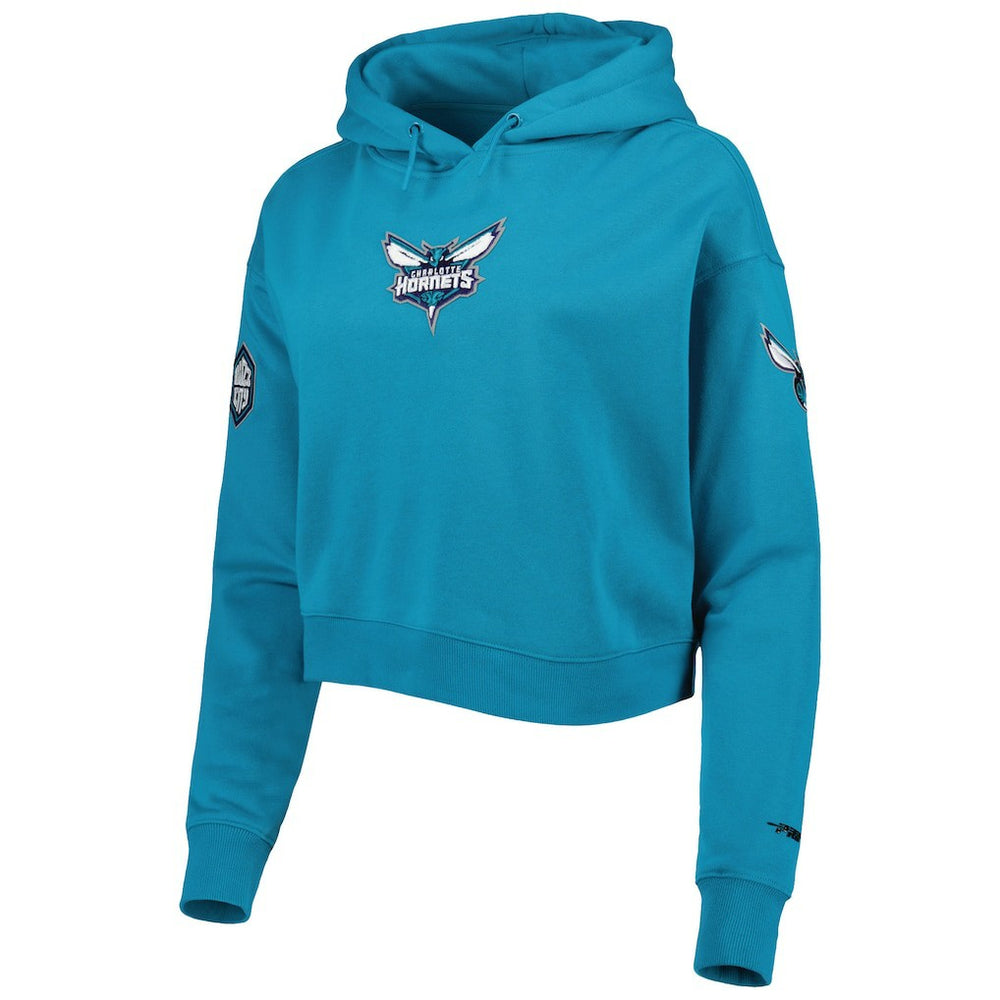 Charlotte Hornets Pro Standard Women's Classic Fleece Cropped Pullover Hoodie Teal