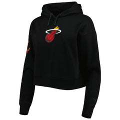 Miami Heat Pro Standard Women's Classic Fleece Cropped Pullover Hoodie Black