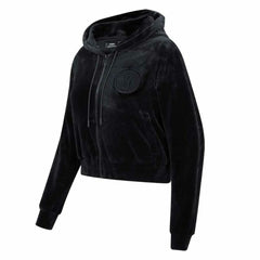 Brooklyn Nets Pro Standard Women's Triple Black Velour Full-Zip Hoodie