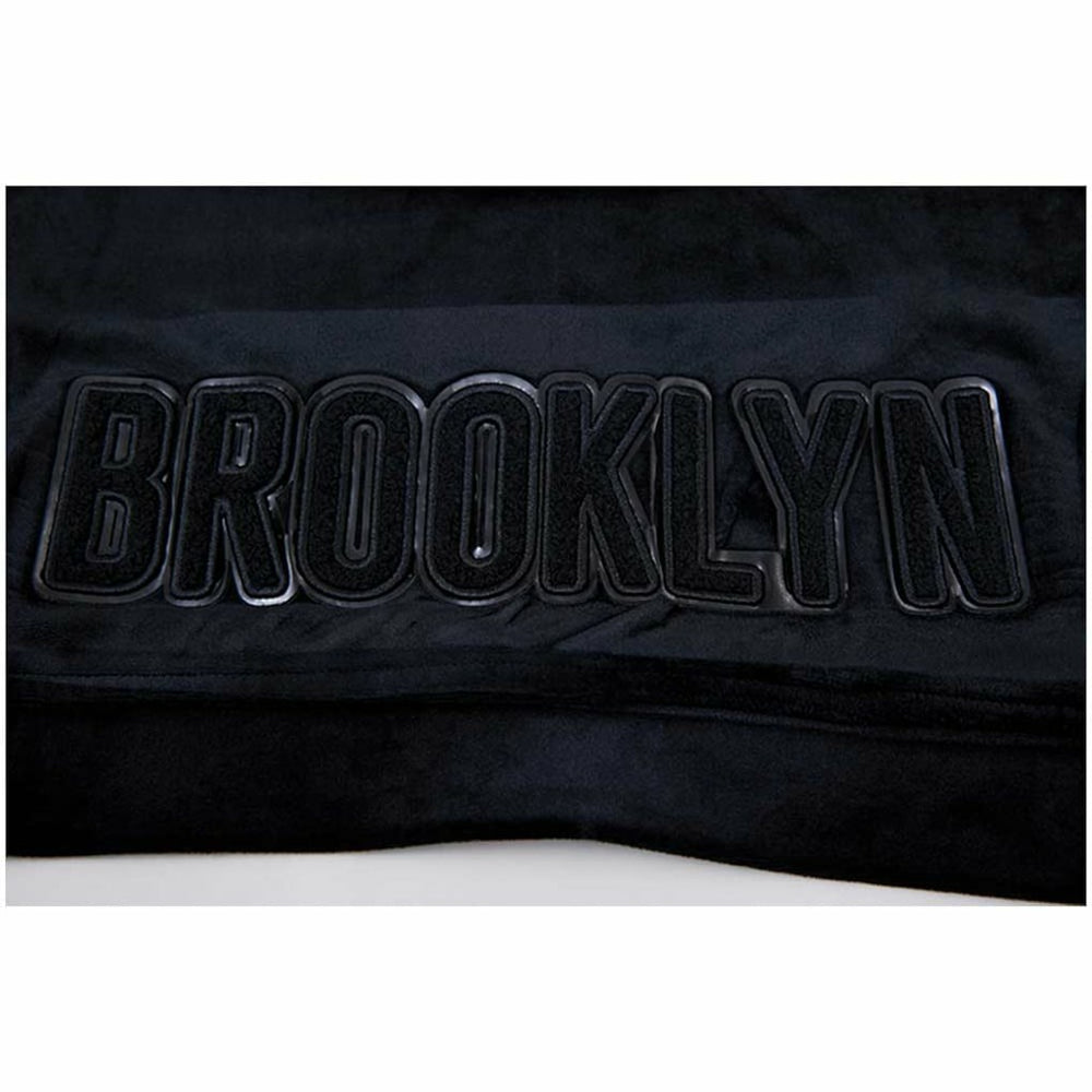 Brooklyn Nets Pro Standard Women's Triple Black Velour Full-Zip Hoodie