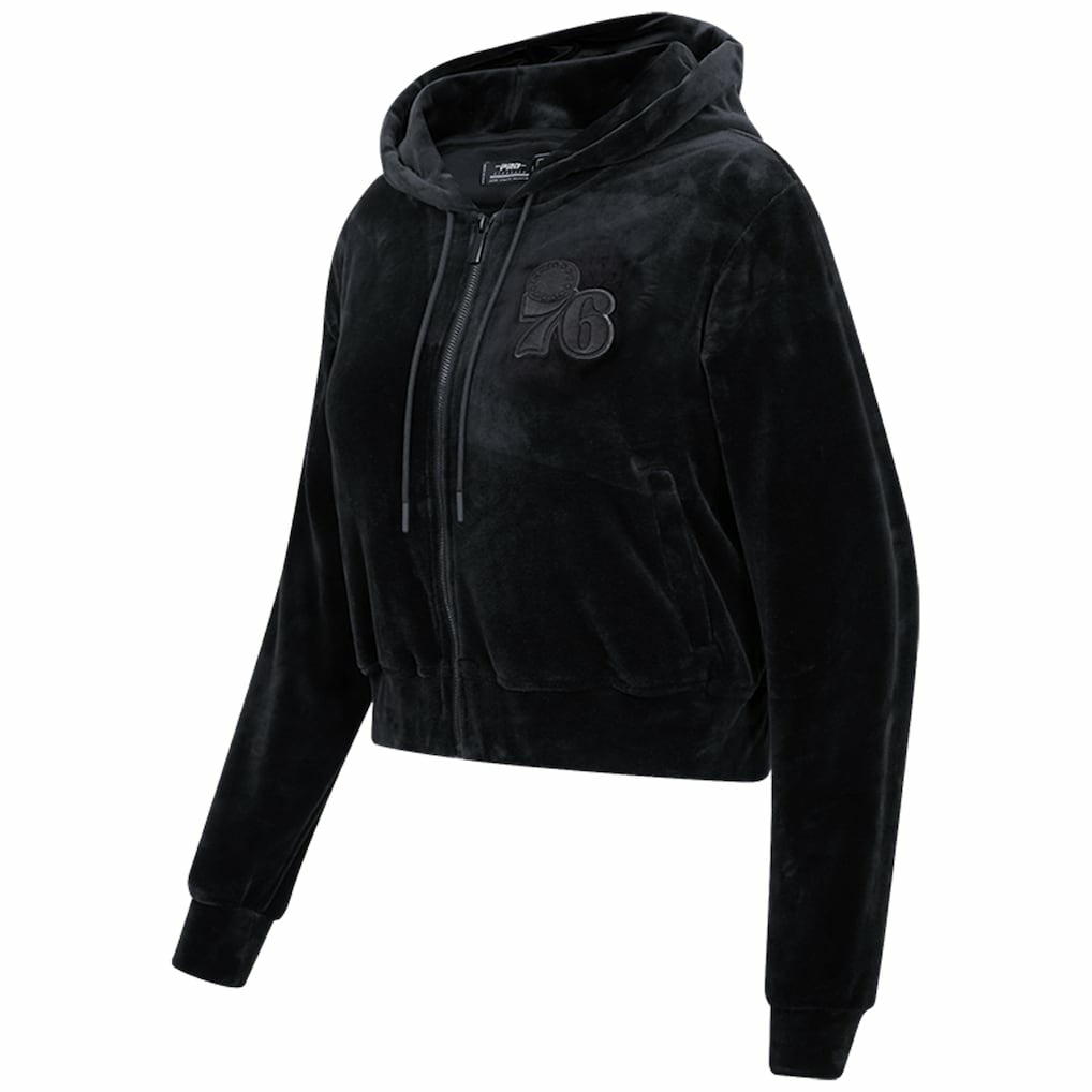 Philadelphia 76ers Pro Standard Women's Triple Black Velour Full-Zip Hoodie