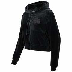 Philadelphia 76ers Pro Standard Women's Triple Black Velour Full-Zip Hoodie