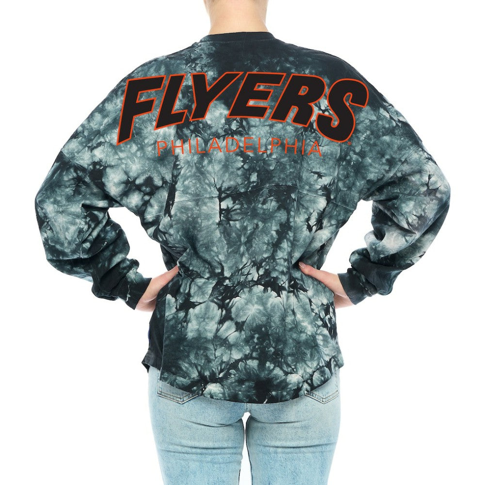 Philadelphia Flyers Fanatics Women's Crystal-Dye Long Sleeve T-Shirt - Black | Fanatics on sale
