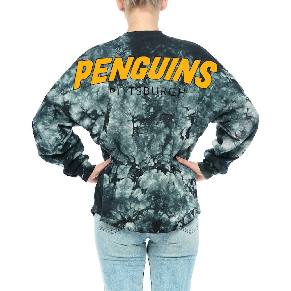 Pittsburgh Penguins Fanatics Women's Crystal-Dye Long Sleeve T-Shirt - Black | Fanatics Lifestyle