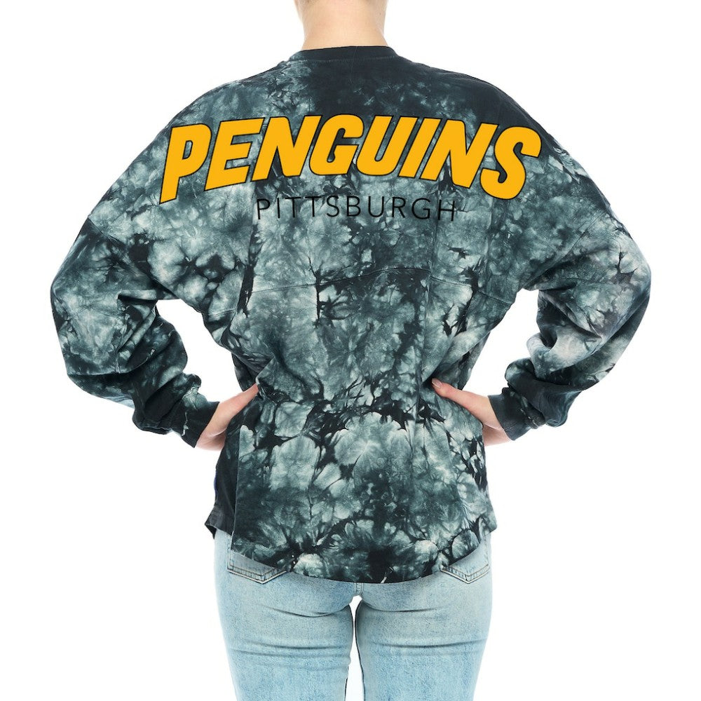 Pittsburgh Penguins Fanatics Women's Crystal-Dye Long Sleeve T-Shirt - Black | Fanatics Lifestyle