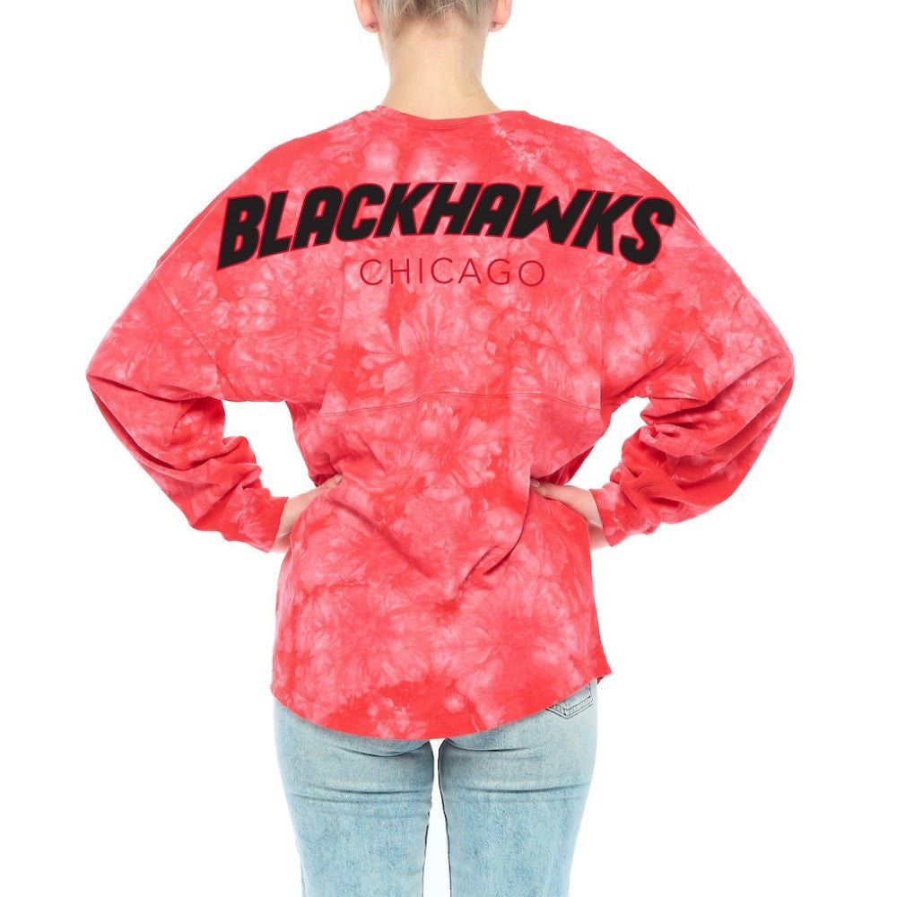 Chicago Blackhawks Fanatics Women's Crystal-Dye Long Sleeve T-Shirt - Red | Fanatics near me