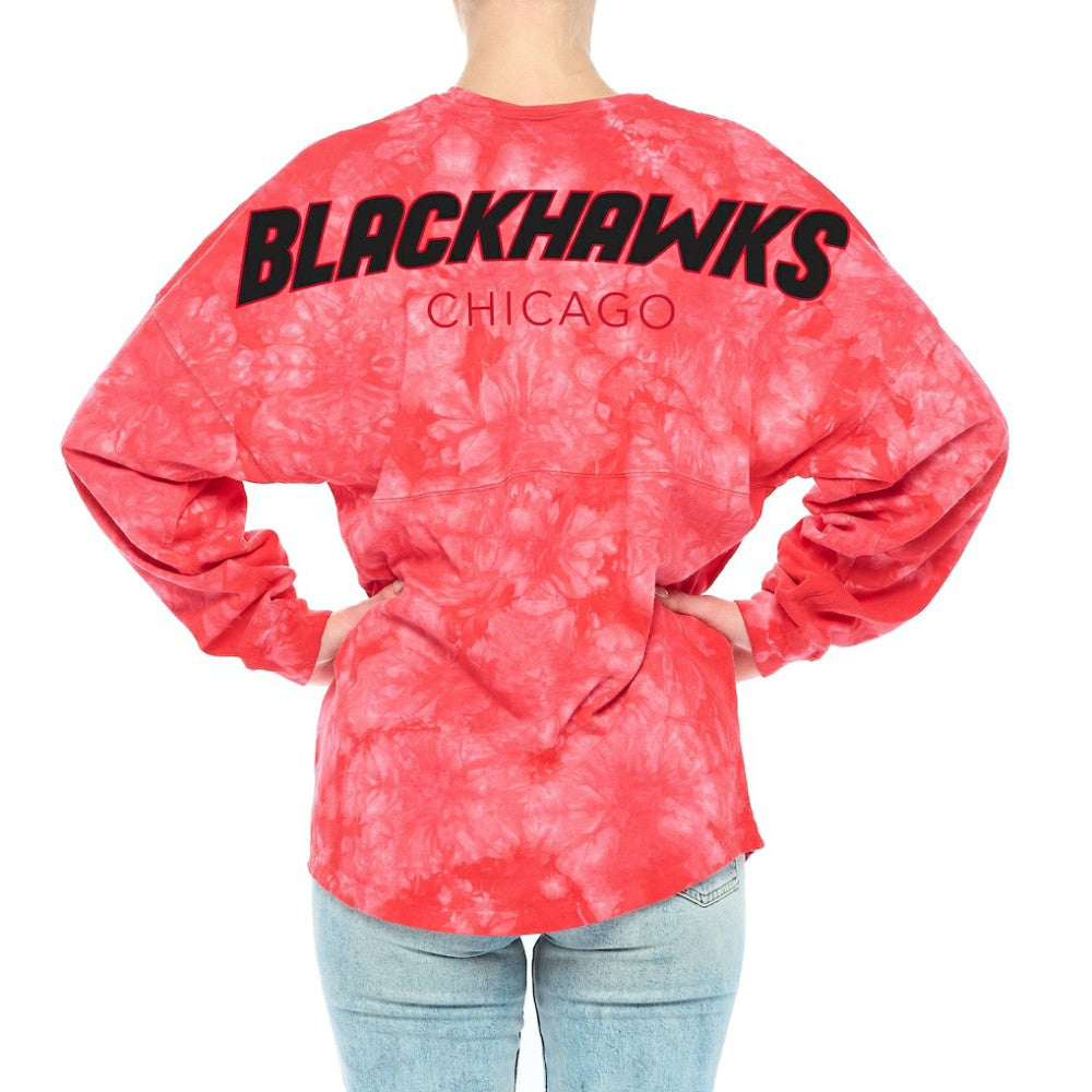 Chicago Blackhawks Fanatics Women's Crystal-Dye Long Sleeve T-Shirt - Red | Fanatics near me