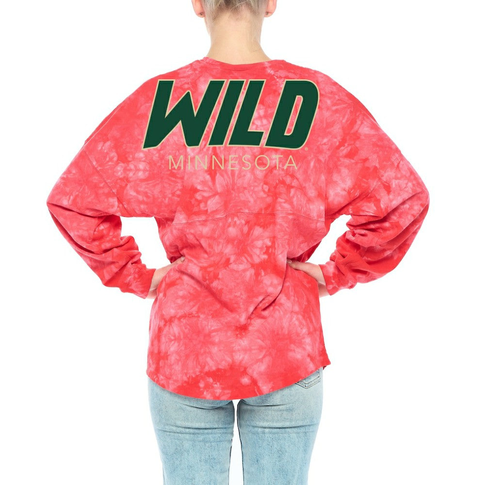 Minnesota Wild Fanatics Women's Crystal-Dye Long Sleeve T-Shirt - Red | Fanatics sale
