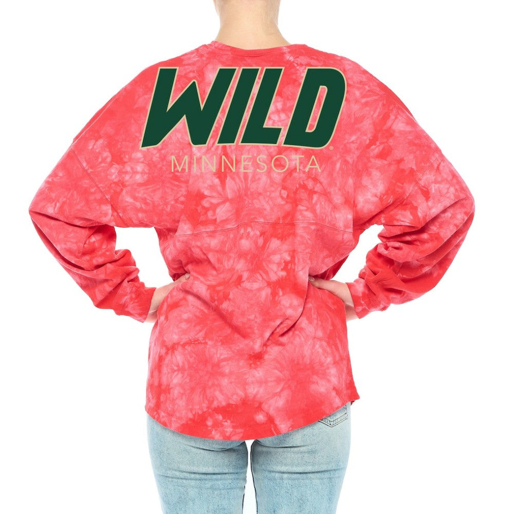 Minnesota Wild Fanatics Women's Crystal-Dye Long Sleeve T-Shirt - Red | Fanatics sale