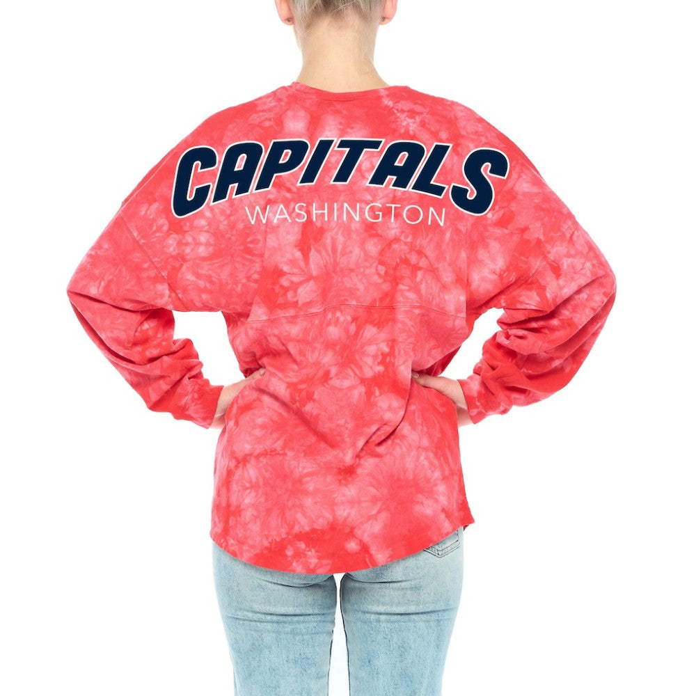 Washington Capitals Fanatics Women's Crystal-Dye Long Sleeve T-Shirt - Red | Fanatics Clearance