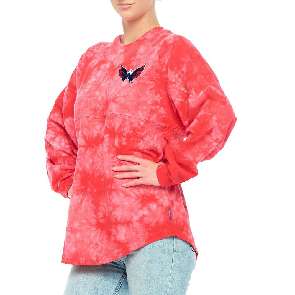 Washington Capitals Fanatics Women's Crystal-Dye Long Sleeve T-Shirt - Red | Fanatics Clearance