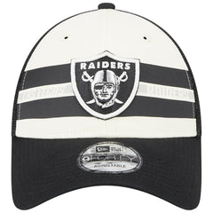 Las Vegas Raiders New Era Team Stripe Trucker 9FORTY Snapback Hat - Cream/Black - NFL