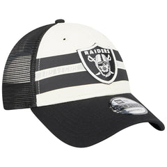 Las Vegas Raiders New Era Team Stripe Trucker 9FORTY Snapback Hat - Cream/Black - NFL