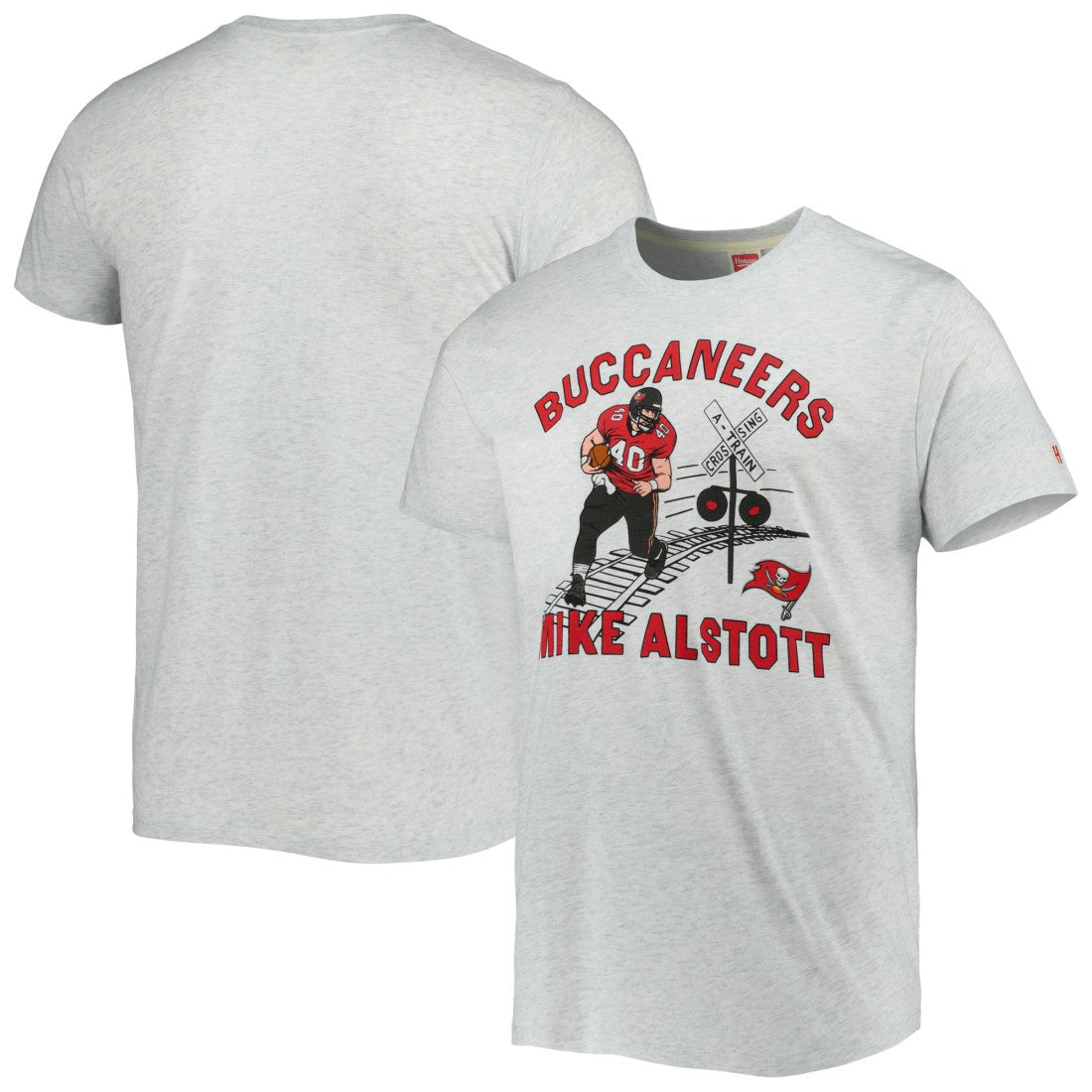 Mike Alstott Tampa Bay Buccaneers Homage Unisex Caricature Retired Player Tri-Blend T-Shirt - Ash - NFL