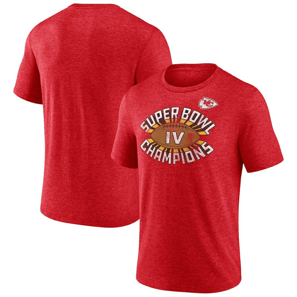 Kansas City Chiefs Hometown Old-Fashioned Super Bowl IV Champions Tri-Blend T-Shirt - Heather Red - NFL