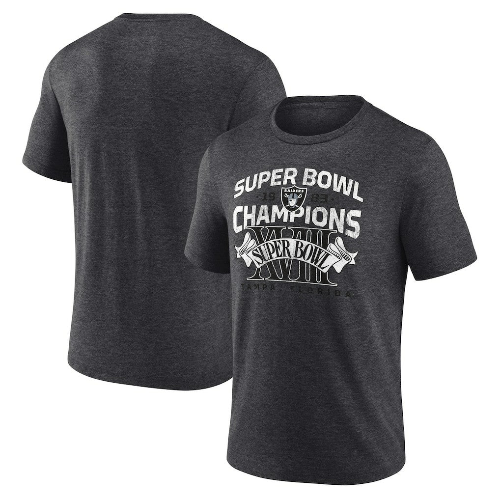 Las Vegas Raiders Hometown Old-Fashioned Super Bowl XVIII Champions Tri-Blend T-Shirt - Charcoal - NFL