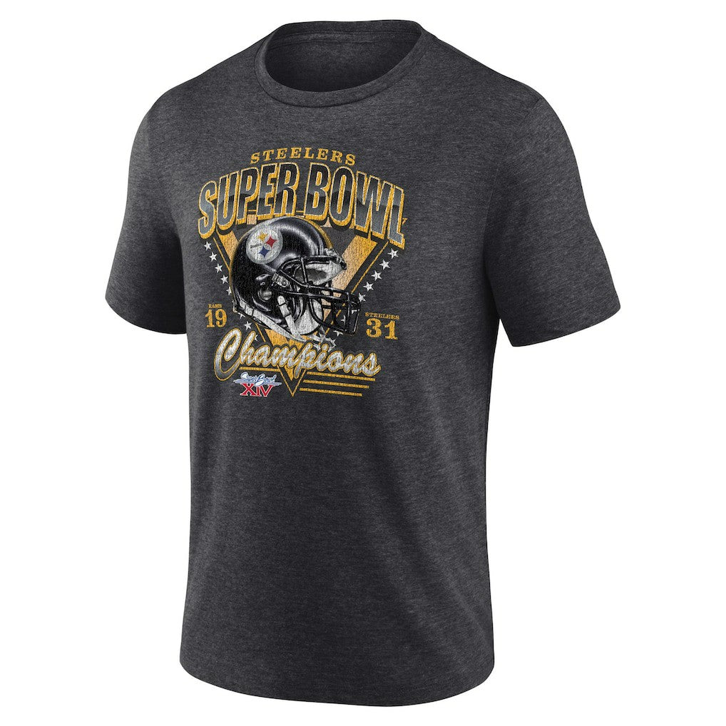 Pittsburgh Steelers Hometown Old-Fashioned Super Bowl XIV Champions Tri-Blend T-Shirt - Charcoal - NFL