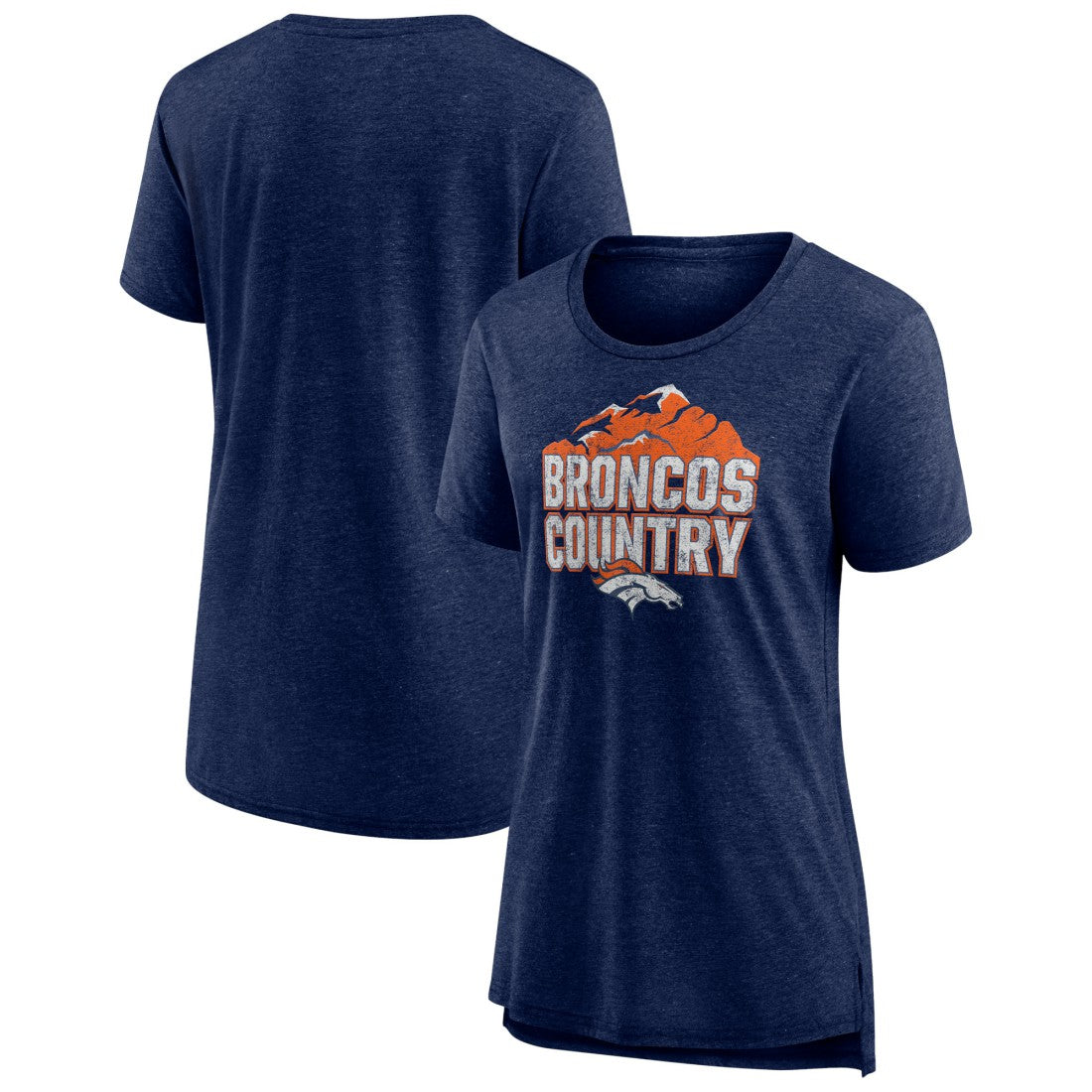 Denver Broncos Women's Hometown First Down Tri-Blend T-Shirt - Heather Navy - NFL