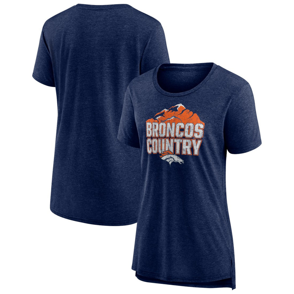 Denver Broncos Women's Hometown First Down Tri-Blend T-Shirt - Heather Navy - NFL