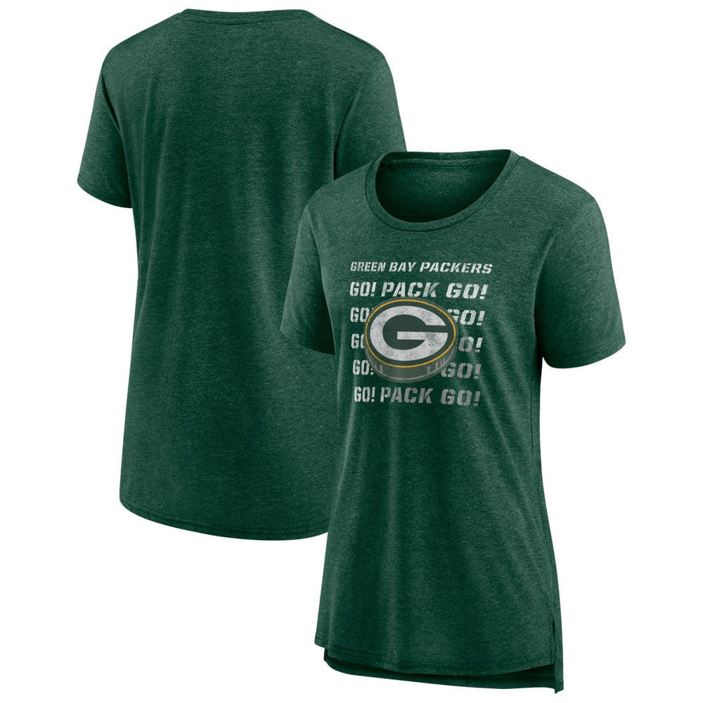 Green Bay Packers Women's Hometown First Down Tri-Blend T-Shirt - Heather Green - NFL