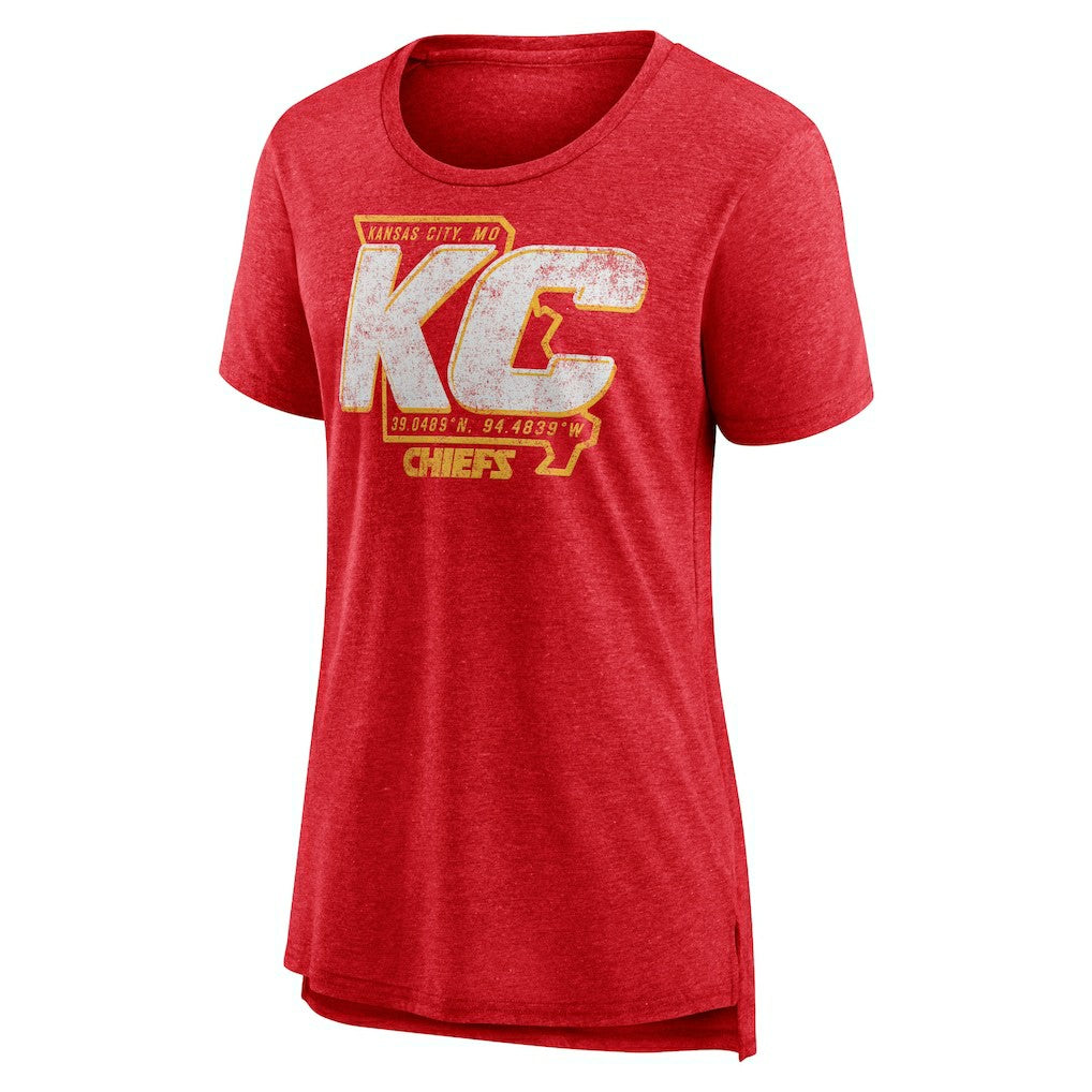 Kansas City Chiefs Women's Hometown First Down Tri-Blend T-Shirt - Heather Red - NFL