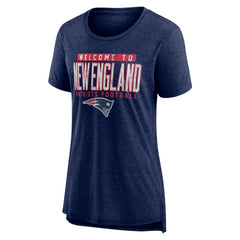 New England Patriots Women's Hometown First Down Tri-Blend T-Shirt - Heather Navy - NFL