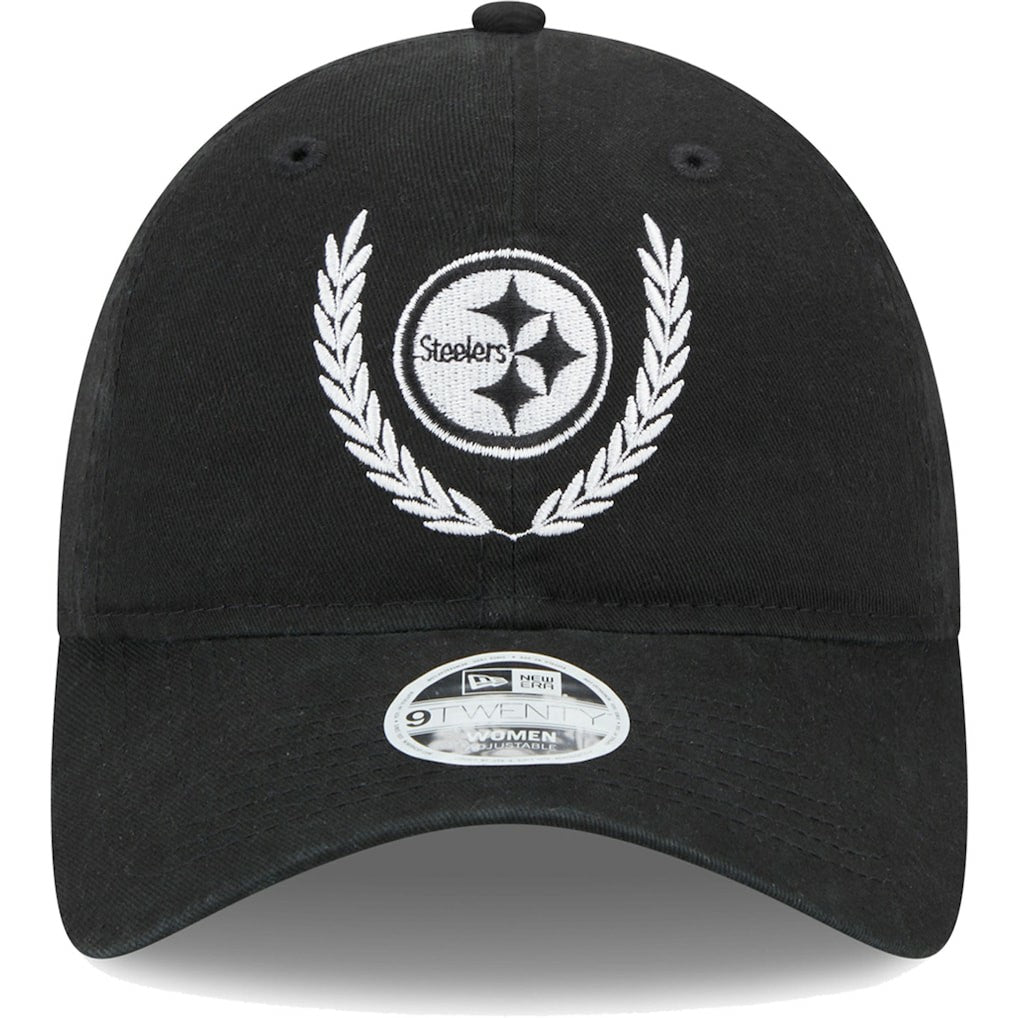 Pittsburgh Steelers New Era Women's Leaves 9TWENTY Adjustable Hat - Black - NFL
